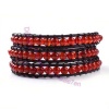 Three Row Beaded Leather Wrap Bracelets